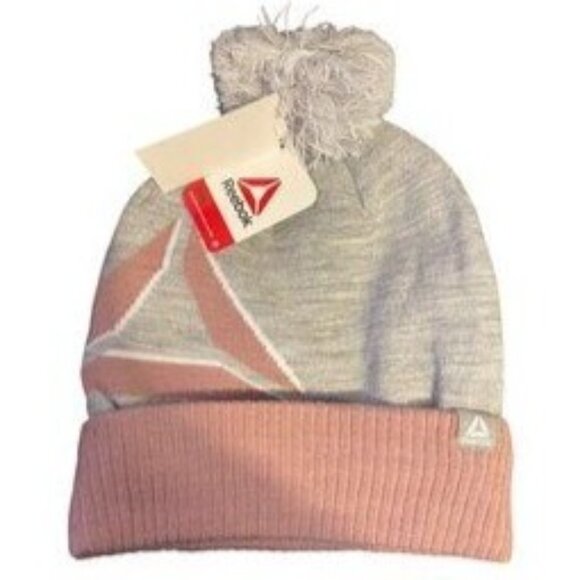 Reebok Accessories - Reebok OSFM Beanie Light Grey Combo With Pom